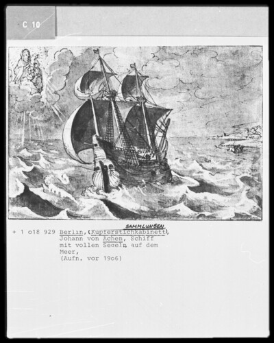 Ship with full sails on the sea