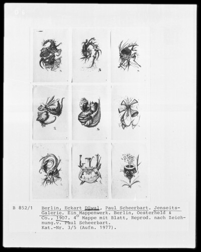 Blatt mit Zeichnungen aus der Mappe "Jenseitsgalerie"