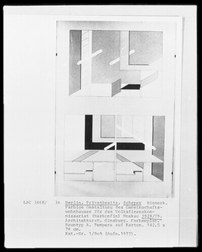 Farbige Gestaltung des Gemeinschaftswohnhauses für das Volksfinanzkommissariat (Narkonfin) Moskau, Farbenplan