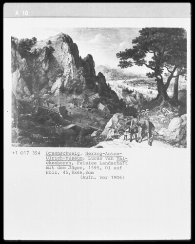 Rocky landscape with hunters