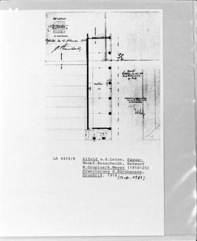 Fagus-Werk, Grundriß der Erweiterungen des Hauptgebäudes (Bürohaus) im SO, OG