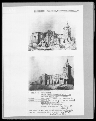 Skizzenbuch des Justus Vinckeboons: Die ehemalige Stiftskirche Sankt Vitus in Hochelten