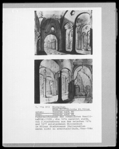 Skizzenbuch des Justus Vinckeboons, Seite 39: Die ehemalige Stiftskirche Sankt Vitus in Hochelten: Inneres