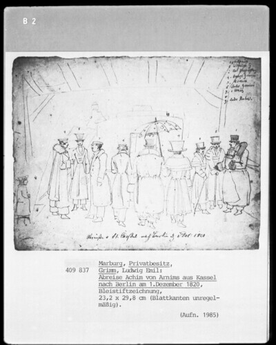 Departure of Achim from Arnim from Kassel to Berlin on December 1, 1820