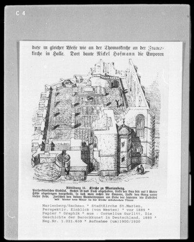 Perspektivischer Einblick in die Stadtkirche von Marienberg
