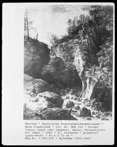 Stone gorge with hunters