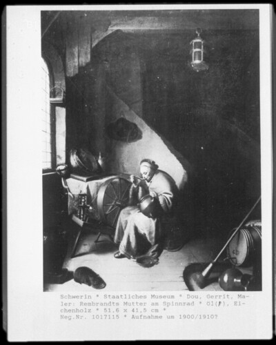 Old Woman on Spinnrad (Rembrandt’s Mother)