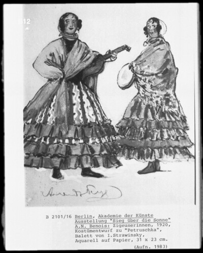 Gypsy women, costume design for “Petruschka,” ballet of I. Stravinsky