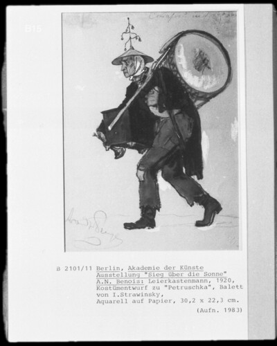 Leierkastenmann, costume design for “Petruschka,” ballet of I. Stravinsky