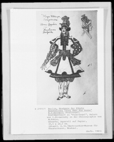 Costume design for “Feuervogel,” ballet of I. Stravinsky in the choreography of M. Fokin