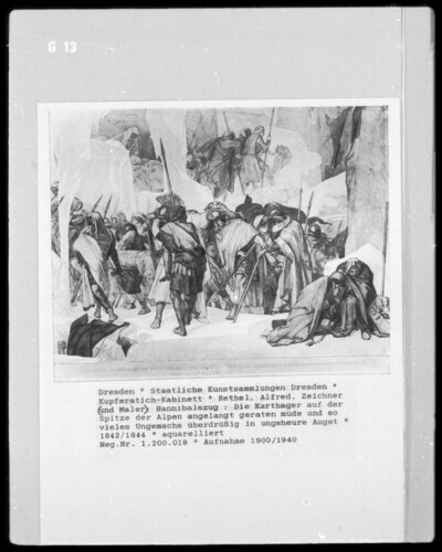 Hannibal procession (Sheet 4): The Carthaginians on the top of the Alps are getting tired and so much bad luck tired of tremendous fear