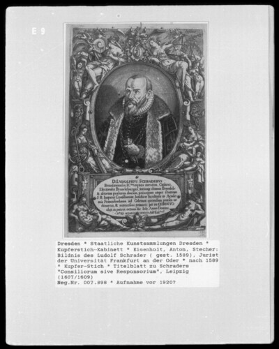 Portrait of Ludolf Schrader (d. 1589), jurist of the University of Frankfurt at the Oder