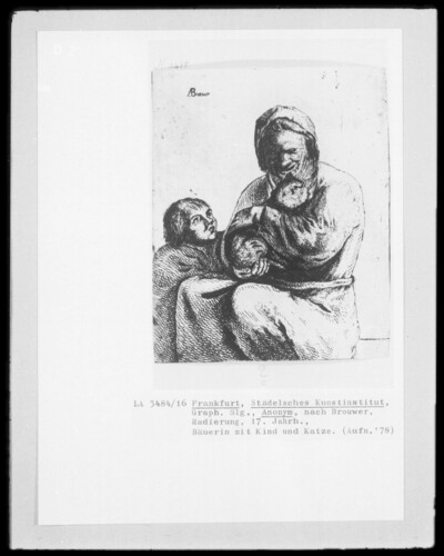 Farmer with child and cat