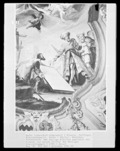 Saint Nicholas advises the monastery and its founder of the Holy Trinity