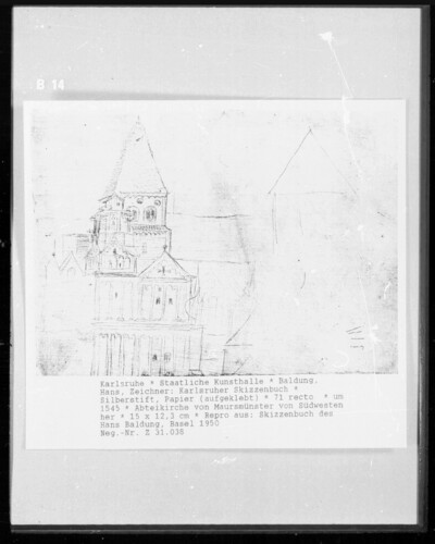 Karlsruhe sketchbook: Abbey Church of Maursmünster from the southwest
