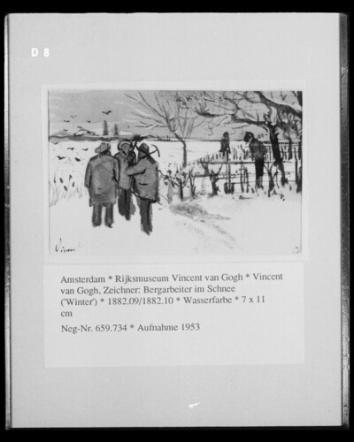 Mountain workers in the snow