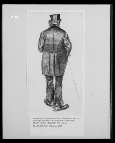 Old man with cylinder and stick