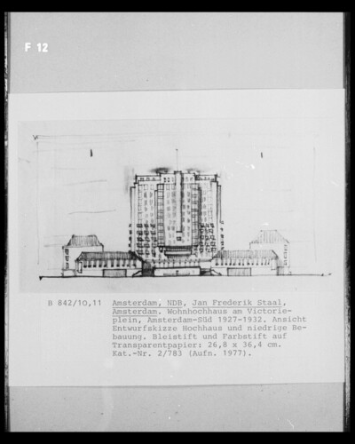 Amsterdam-Süd, Wohnhochhaus am Victorieplein, Entwurfsskizze