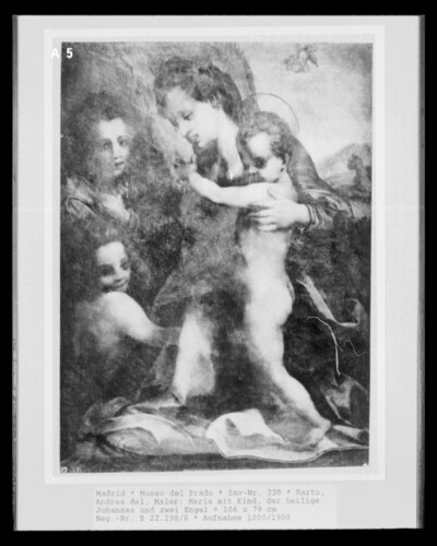 Mary with child, Saint John and two angels