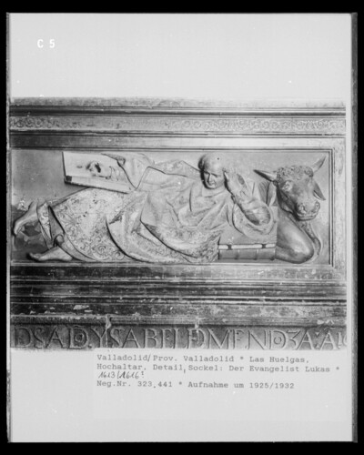 High altar, basement, detail: Evangelist Luke