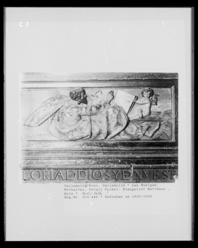 High altar, basement, detail: Evangelist Matthew