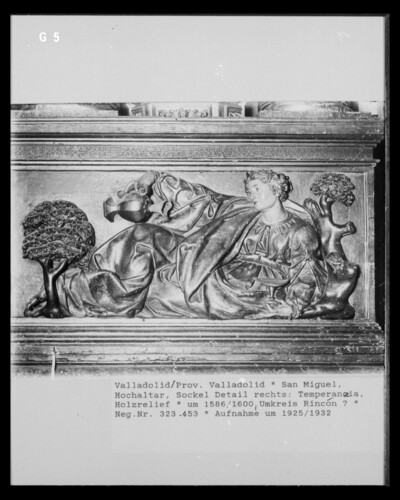 High altar, base floor, right side, detail: temperantia