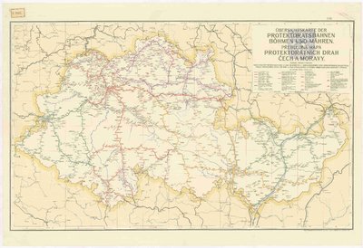 Übersichtskarte der Protektoratsbahnen Böhmen und MährenPřehledná mapa protektorátních drah Čech a Moravy