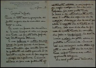 Lettera di Beltrami a De Carolis