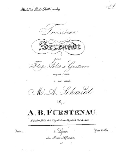 Troisième sérénade pour flûte, alto et guitarre... : Oeuv. X
