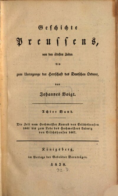Geschichte Preussens : von den ältesten Zeiten bis zum Untergange der Herrschaft des Deutschen Ordens, 8. Die Zeit vom Hochmeister Konrad von Erlichshausen, 1441 bis zum Tode des Hochmeisters Ludwig von Erlichshausen 1467