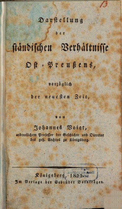 Darstellung der ständischen Verhältnisse Ost-Preußens