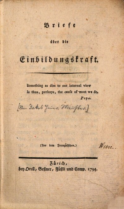 Briefe über die Einbildungskraft