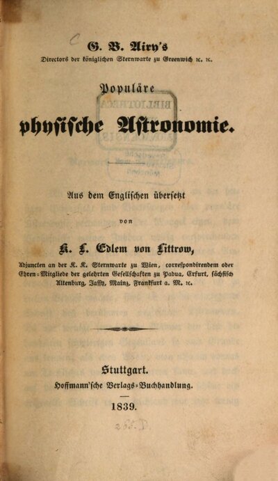 G. B. Airy's ... Populäre physische Astronomie