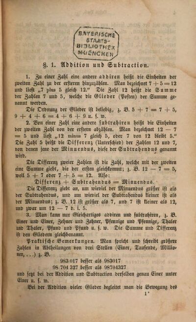 Die Elemente der Mathematik, 1. Gemeine Arithmetik, allgemeine Arithmetik, Algebra