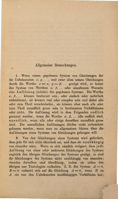 Ueber die Auflösungen eines Systems von Gleichungen von Richard Baltzer : (Programm des Gymnasiums zum Heiligen Kreuz in Dresden 1868. Mit Schulnachrichten.)