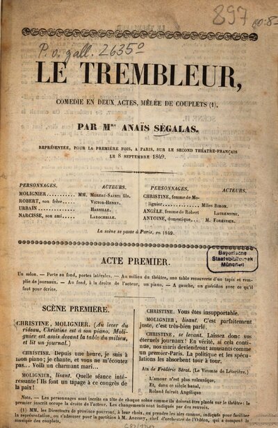 Le trembleur : Comédie en 2 actes, mêlée de couplets <1>
