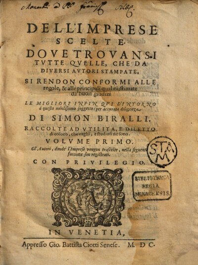 Dell'Imprese Scelte Dove Trovansi Tvtte Qvelle, Che Da Diversi Avtori Stampate, Si Rendon Conformi Alle regole, & alle principali qualità : stimati da' buon giudizi ..., 1