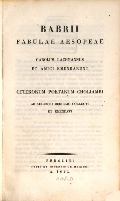 Babrii Fabulae Aesopeae