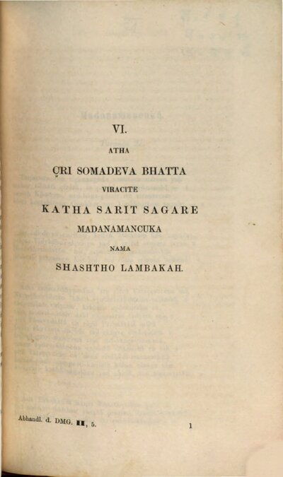 Kathâ Sarit Sâgara : die Märchensammlung des Sri Somadeva Bhatta aus Kaschmir, 2,1. Buch VI, VII, VIII