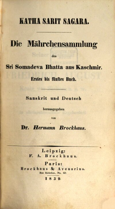 Katha Sarit Sagara : Die Mährchensammlung des Sri Somadeva Bhatta aus Kaschmir