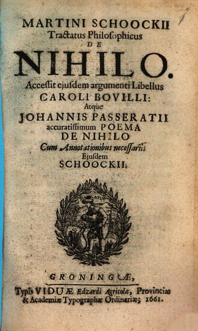 Martini Schoockii Tractatus Philosophicus De Nihilo