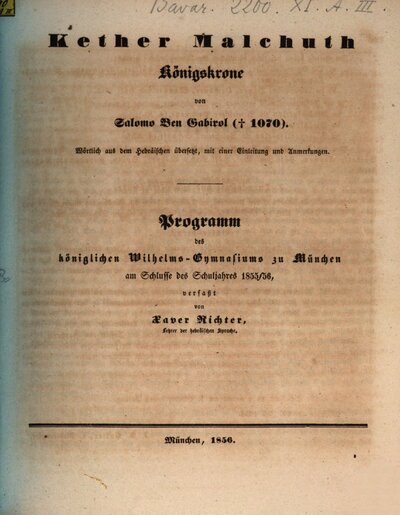 Kether malchuth : = Königskrone