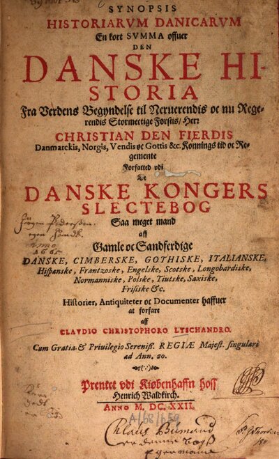 Synopsis historiarum Danicarum ... den Danske historia ... forfatted vdi de Danske kongers slectebog ...