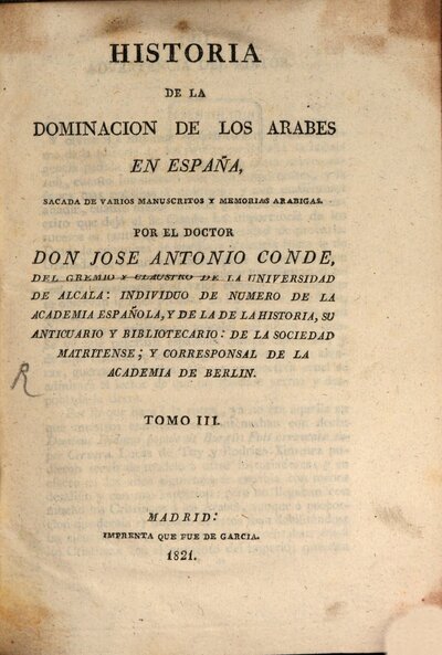 Historia de la Dominacion de los Arabes en España : jacada de varios manuscritos y memorias arabicas, 3