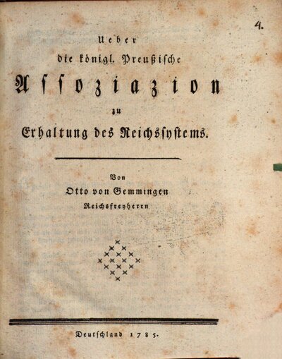 Ueber die königl. Preußische Assoziazion zu Erhaltung des Reichssystems