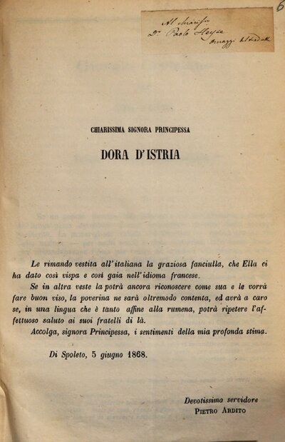 Giorgio Cretziano per Dora d'Istria [Elena Ghika] : Traduzione dal francese di Pietro Ardito. (Estratto dalla Rivista l'Umbria e le Marche.)
