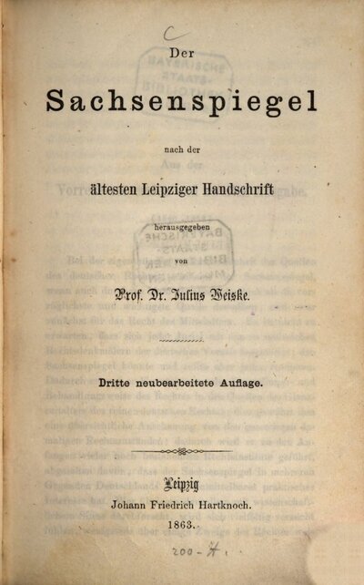 Der Sachsenspiegel : nach der ältesten Leipziger Handschrift