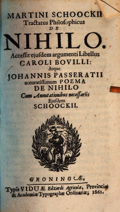 Martini Schoockii Tractatus Philosophicus De Nihilo