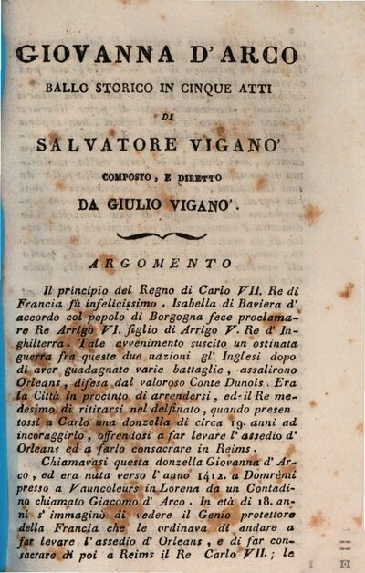 Giovanna d'Arco : ballo storico in cinque atti