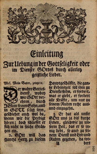Die Uebung der Gottseligkeit in allerley Geistlichen Liedern